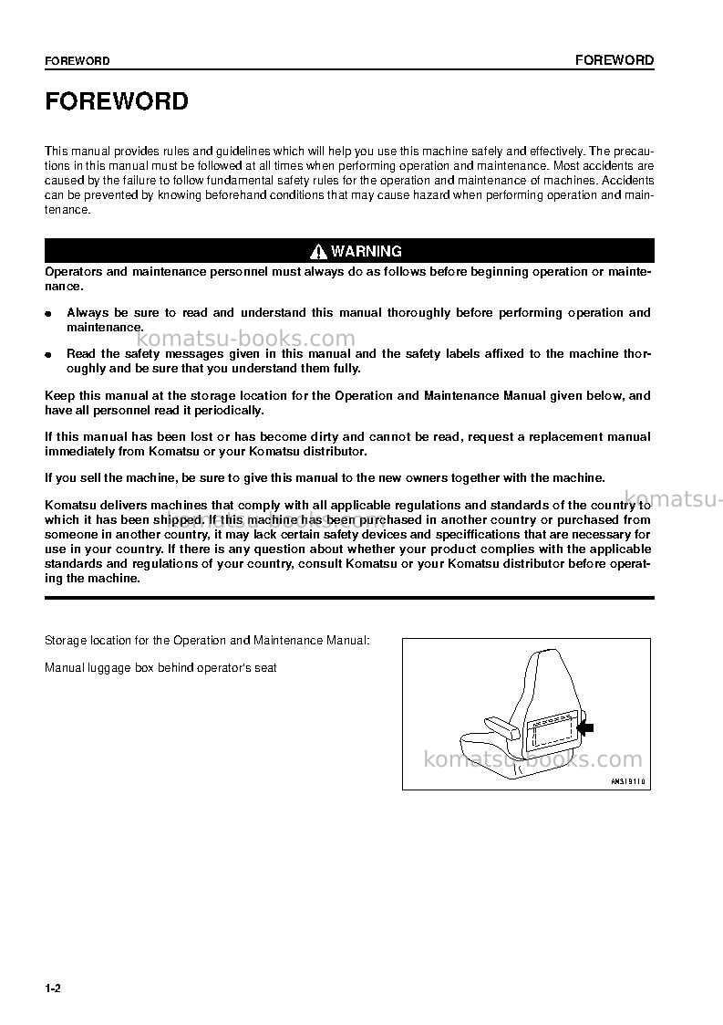 Komatsu pc128us-2jpn Operation manual cover Page 3 Komatsu pc128us-2jpn Operation manual cover Page 3