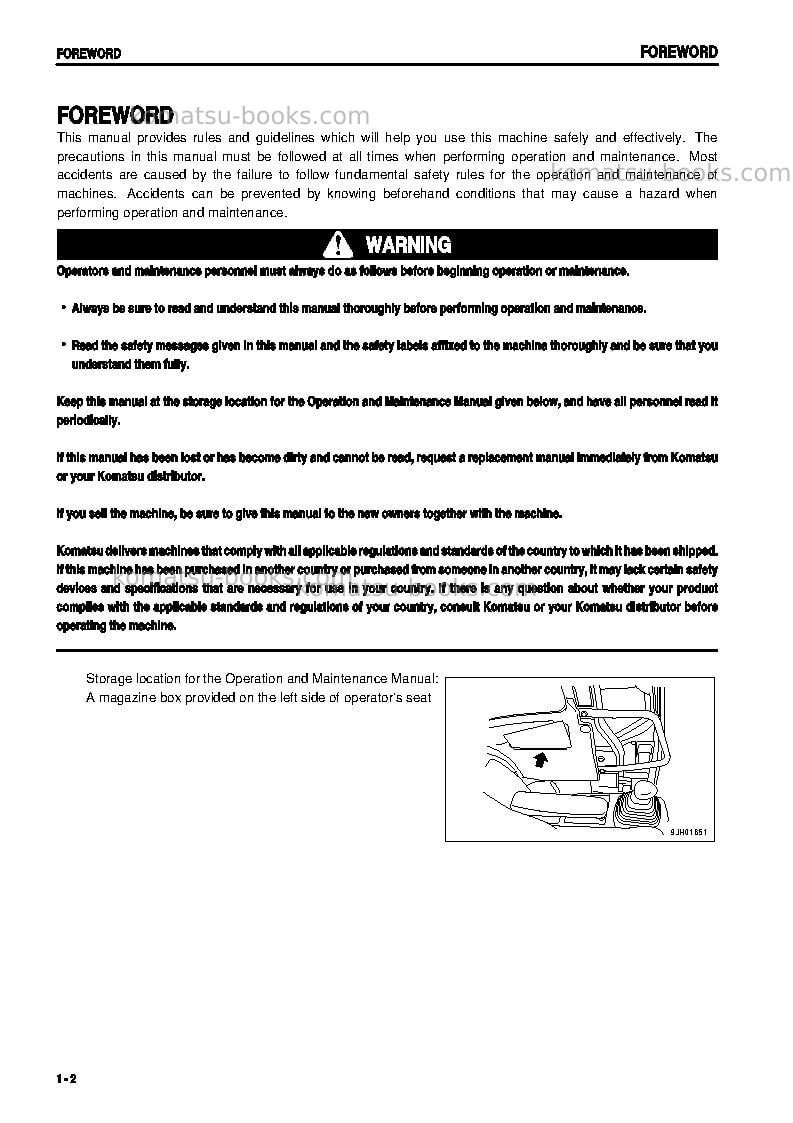 Komatsu pc128us-2jpn-for eu Operation manual cover Page 3