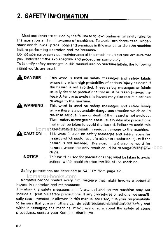 Komatsu pc03-2jpn Operation manual cover Page 3 Komatsu pc03-2jpn Operation manual cover Page 3