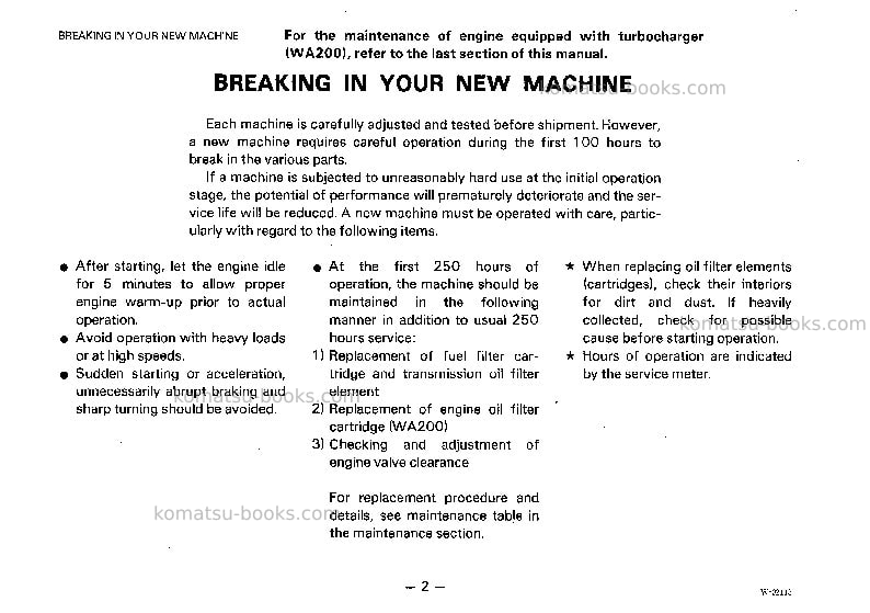 Komatsu wa200-1jpn Operation manual cover Page 3 Komatsu wa200-1jpn Operation manual cover Page 3