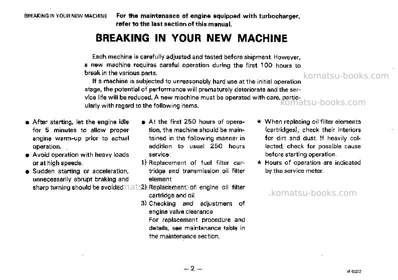 Komatsu wa200-1jpn Operation manual cover Page 3