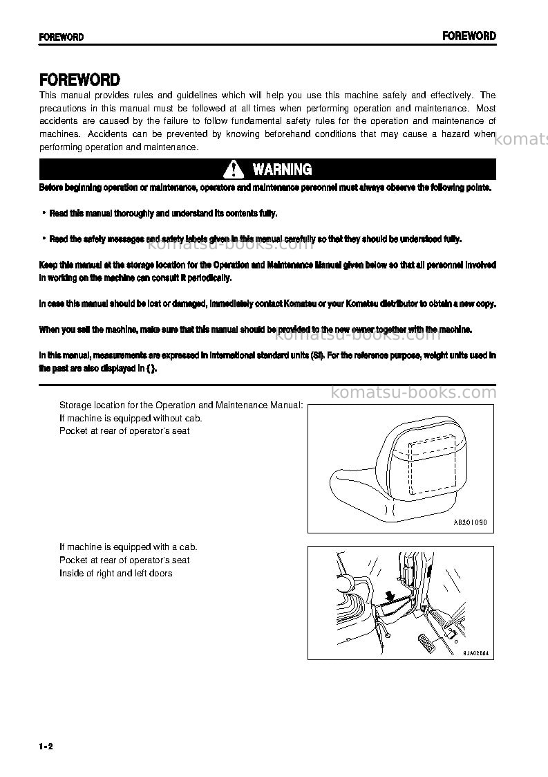 Komatsu d37ex-21jpn Operation manual cover Page 3 Komatsu d37ex-21jpn Operation manual cover Page 3