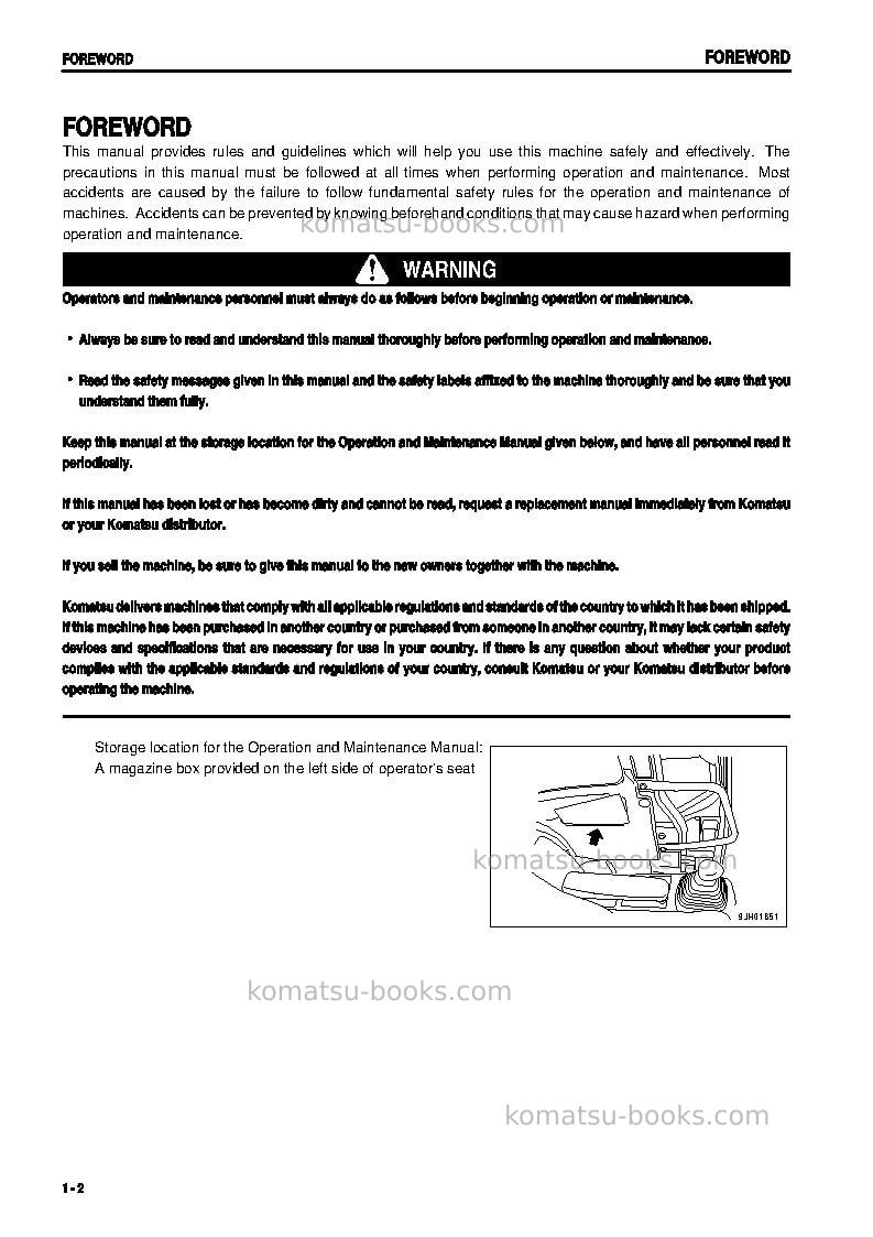 Komatsu pc78us-6jpn Operation manual cover Page 3 Komatsu pc78us-6jpn Operation manual cover Page 3