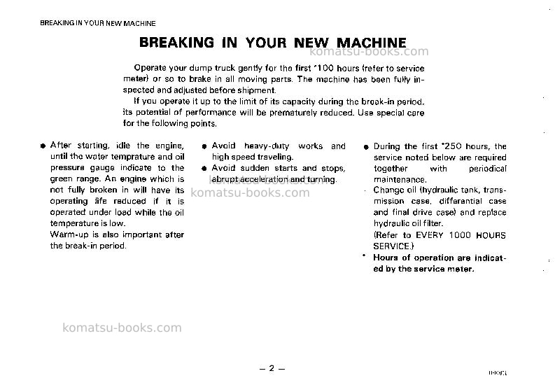 Komatsu hd785-2jpn Operation manual cover Page 3