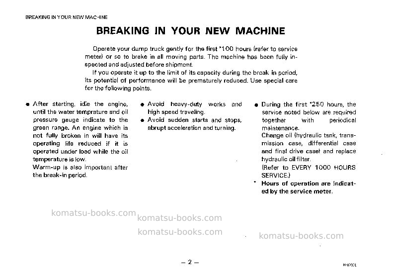 Komatsu hd785-2jpn--40c degree Operation manual cover Page 3