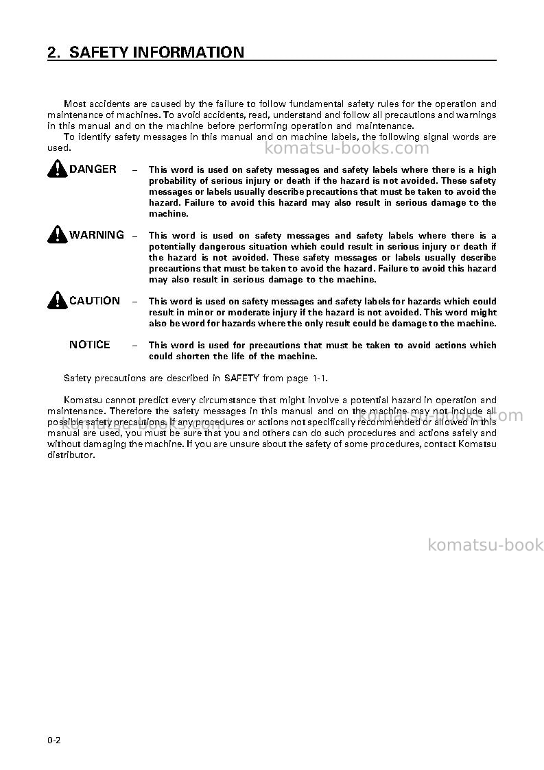 Komatsu pc400lc-6jpn-pipe looper spec, excel Operation manual cover Page 3 Komatsu pc400lc-6jpn-pipe looper spec, excel Operation manual cover Page 3