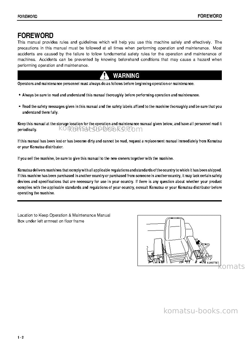 Komatsu d355c-3jpn--30c degree, long boom spec. Operation manual cover Page 3 Komatsu d355c-3jpn--30c degree, long boom spec. Operation manual cover Page 3