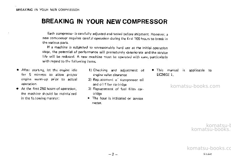 Komatsu ec260z-1jpn Operation manual cover Page 3