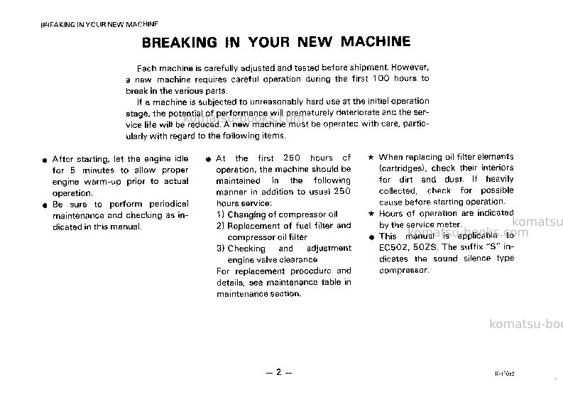 Komatsu ec50z-5jpn Operation manual cover Page 3 Komatsu ec50z-5jpn Operation manual cover Page 3