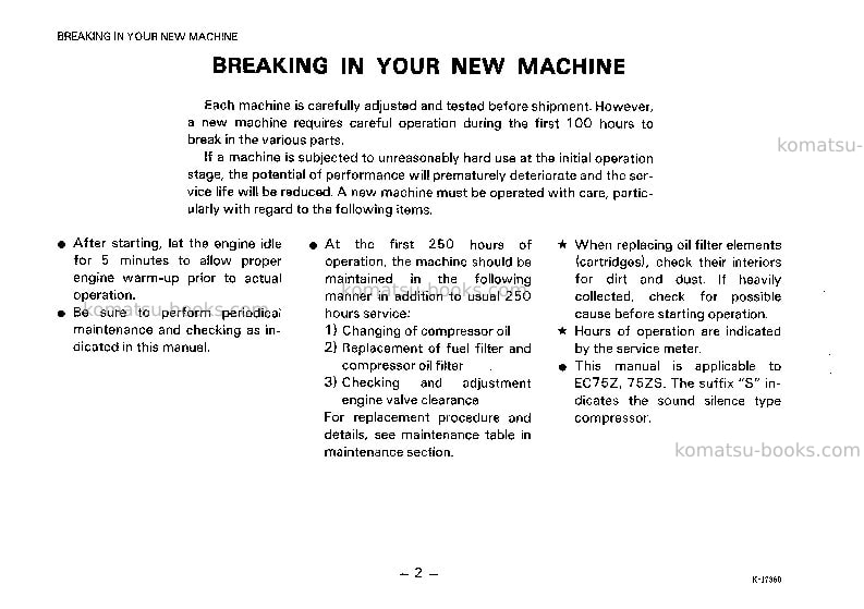 Komatsu ec75zs-3jpn Operation manual cover Page 3 Komatsu ec75zs-3jpn Operation manual cover Page 3