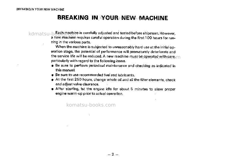 Komatsu eg1100-1jpn Operation manual cover Page 3 Komatsu eg1100-1jpn Operation manual cover Page 3