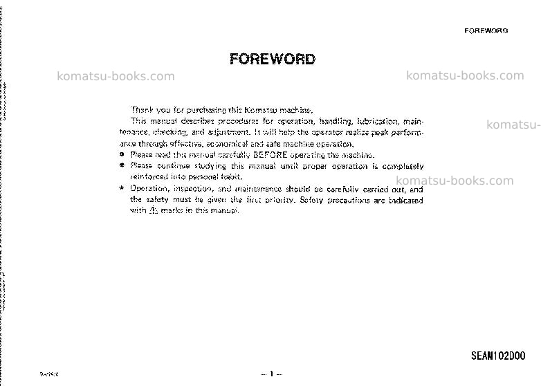 Komatsu d20s-5jpn Operation manual cover Page 3 Komatsu d20s-5jpn Operation manual cover Page 3