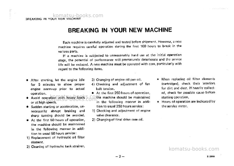 Komatsu pc10-3jpn Operation manual cover Page 3