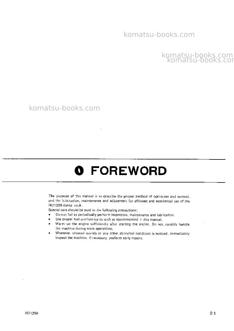 Komatsu hd1200-1jpn Operation manual cover Page 3 Komatsu hd1200-1jpn Operation manual cover Page 3