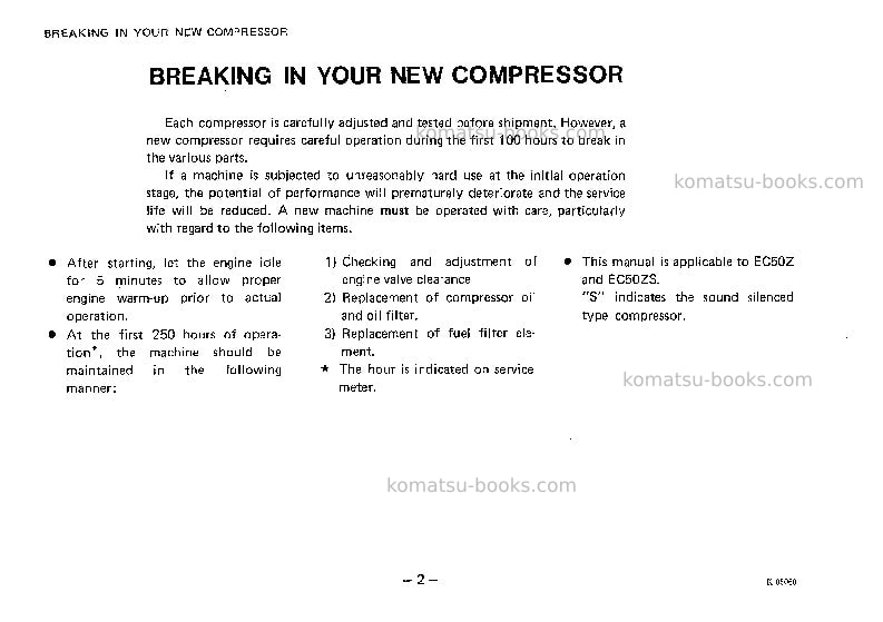 Komatsu ec50zs-3jpn Operation manual cover Page 3 Komatsu ec50zs-3jpn Operation manual cover Page 3