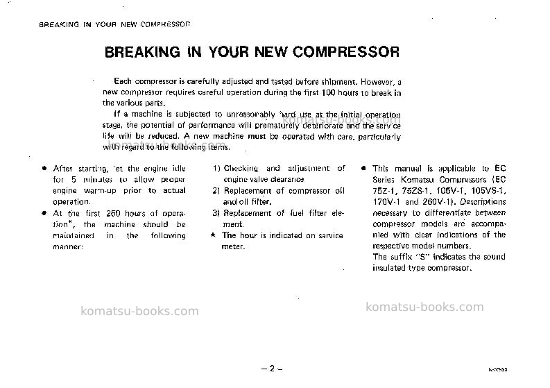 Komatsu ec170v-1jpn Operation manual cover Page 3 Komatsu ec170v-1jpn Operation manual cover Page 3