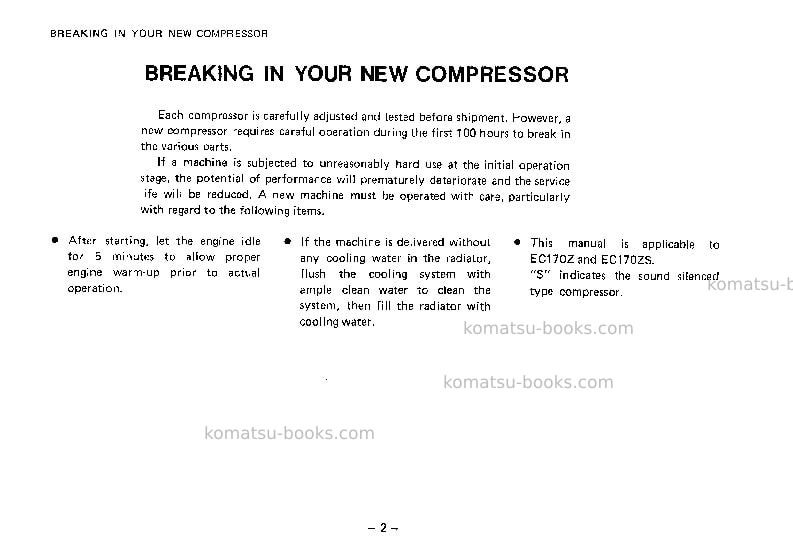 Komatsu ec170z-1jpn Operation manual cover Page 3 Komatsu ec170z-1jpn Operation manual cover Page 3
