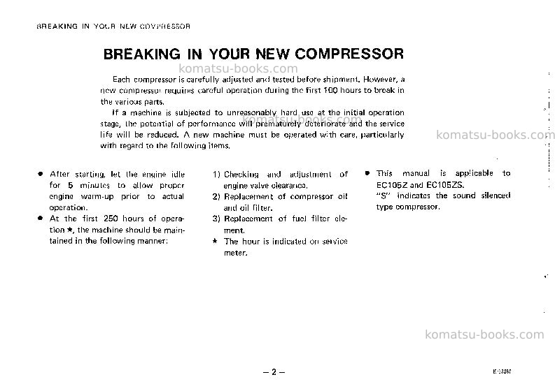Komatsu ec105z-1jpn Operation manual cover Page 3 Komatsu ec105z-1jpn Operation manual cover Page 3
