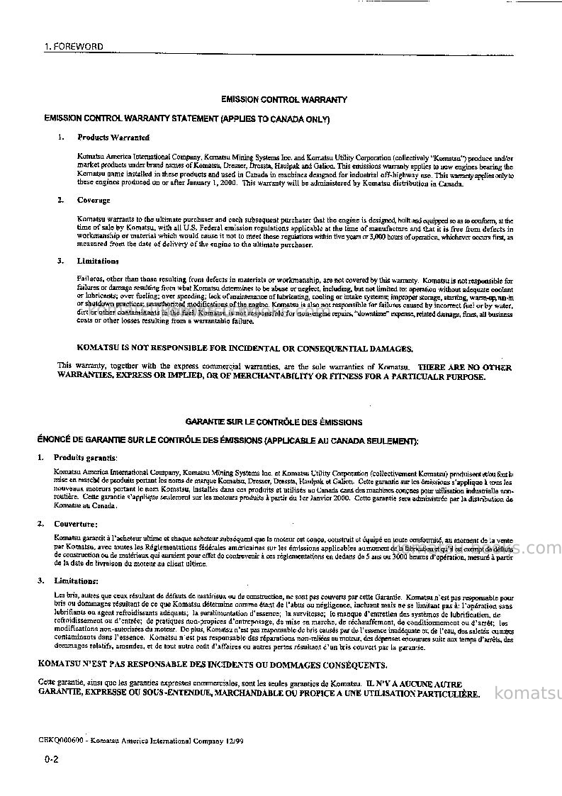Komatsu wf550a-3jpn Operation manual cover Page 3