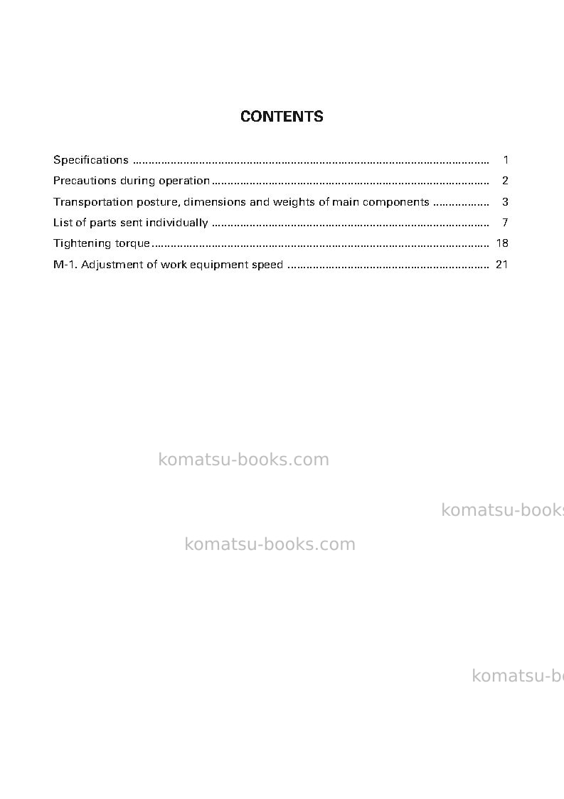 Komatsu pc300lc-7jpn-super long front Field assembly manual cover Page 3 Komatsu pc300lc-7jpn-super long front Field assembly manual cover Page 3