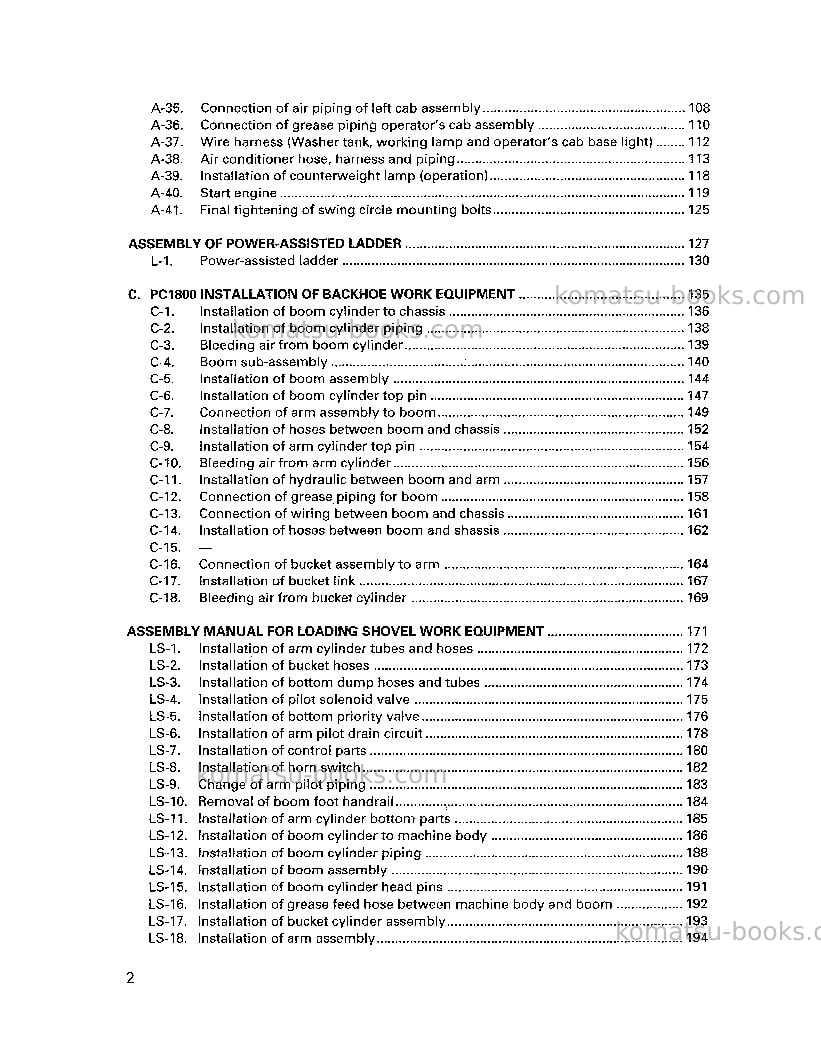 Komatsu pc1800-6jpn Field assembly manual cover Page 3 Komatsu pc1800-6jpn Field assembly manual cover Page 3