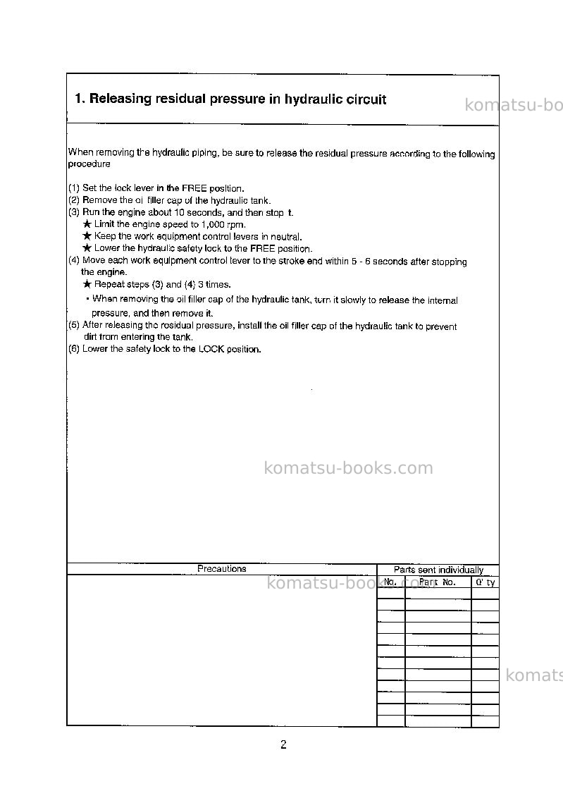 Komatsu pc600lc-6jpn Field assembly manual cover Page 3 Komatsu pc600lc-6jpn Field assembly manual cover Page 3