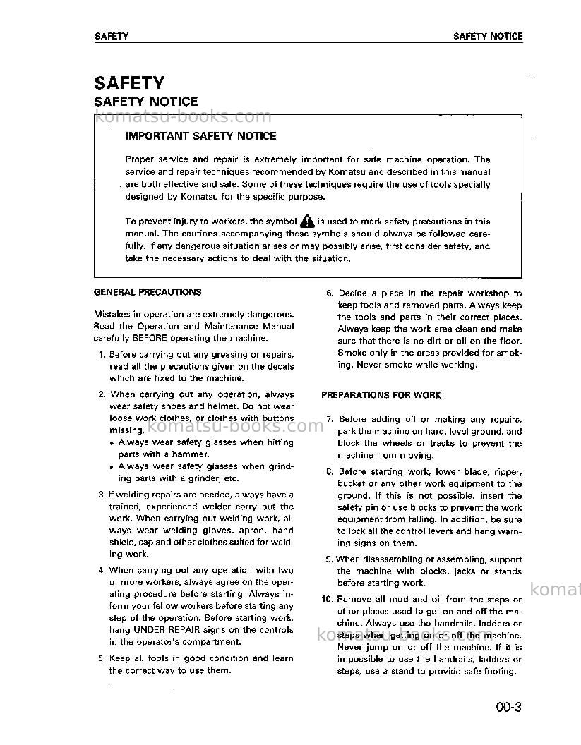 Komatsu pc200-6tha-b Repair & maintenance cover Page 3
