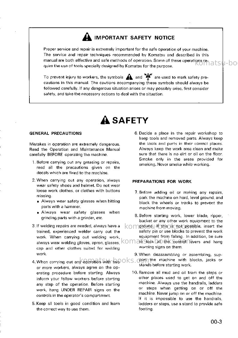 Komatsu wa450-1jpn-1d, 1g Repair & maintenance cover Page 3