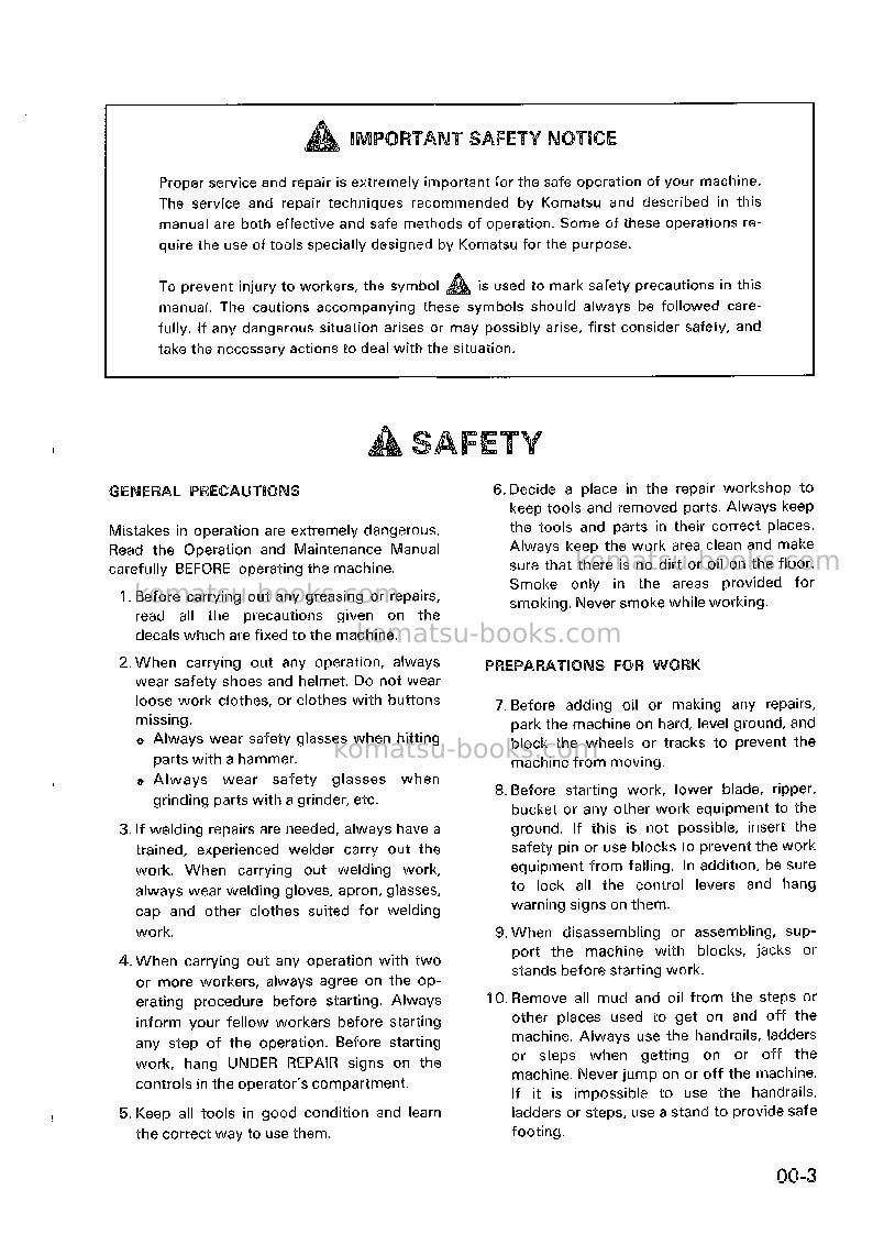 Komatsu d70le-12jpn Repair & maintenance cover Page 3