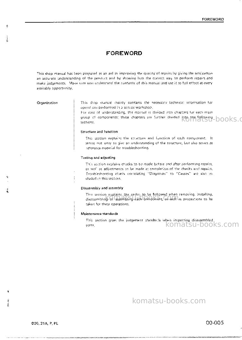 Komatsu d21p-5jpn Repair & maintenance cover Page 3 Komatsu d21p-5jpn Repair & maintenance cover Page 3