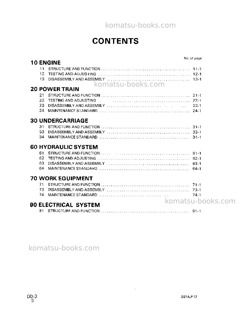 Komatsu d31a-17jpn Repair & maintenance cover Page 3 Komatsu d31a-17jpn Repair & maintenance cover Page 3