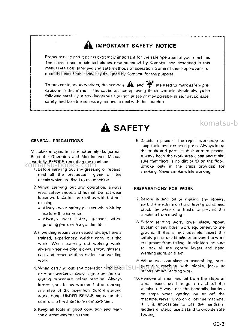 Komatsu d50f-17jpn Repair & maintenance cover Page 3 Komatsu d50f-17jpn Repair & maintenance cover Page 3
