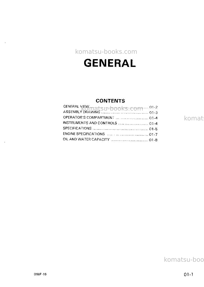 Komatsu d50f-16jpn Repair & maintenance cover Page 3