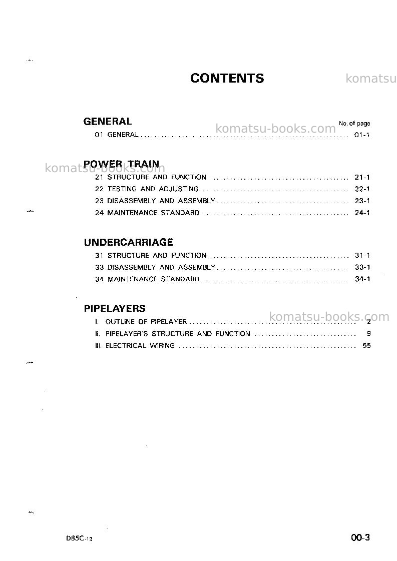 Komatsu d85c-12jpn Repair & maintenance cover Page 3