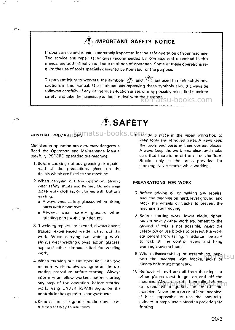 Komatsu d155c-1jpn Repair & maintenance cover Page 3