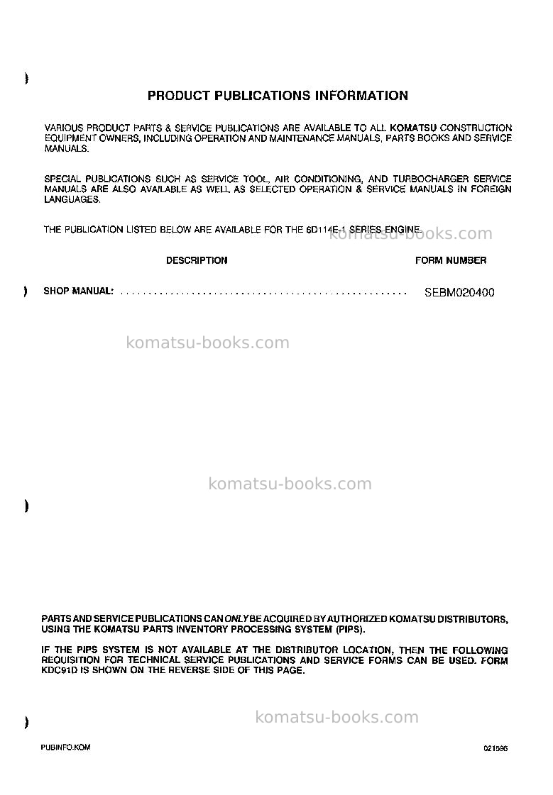 Komatsu saa6d114-1jpn Repair & maintenance cover Page 3