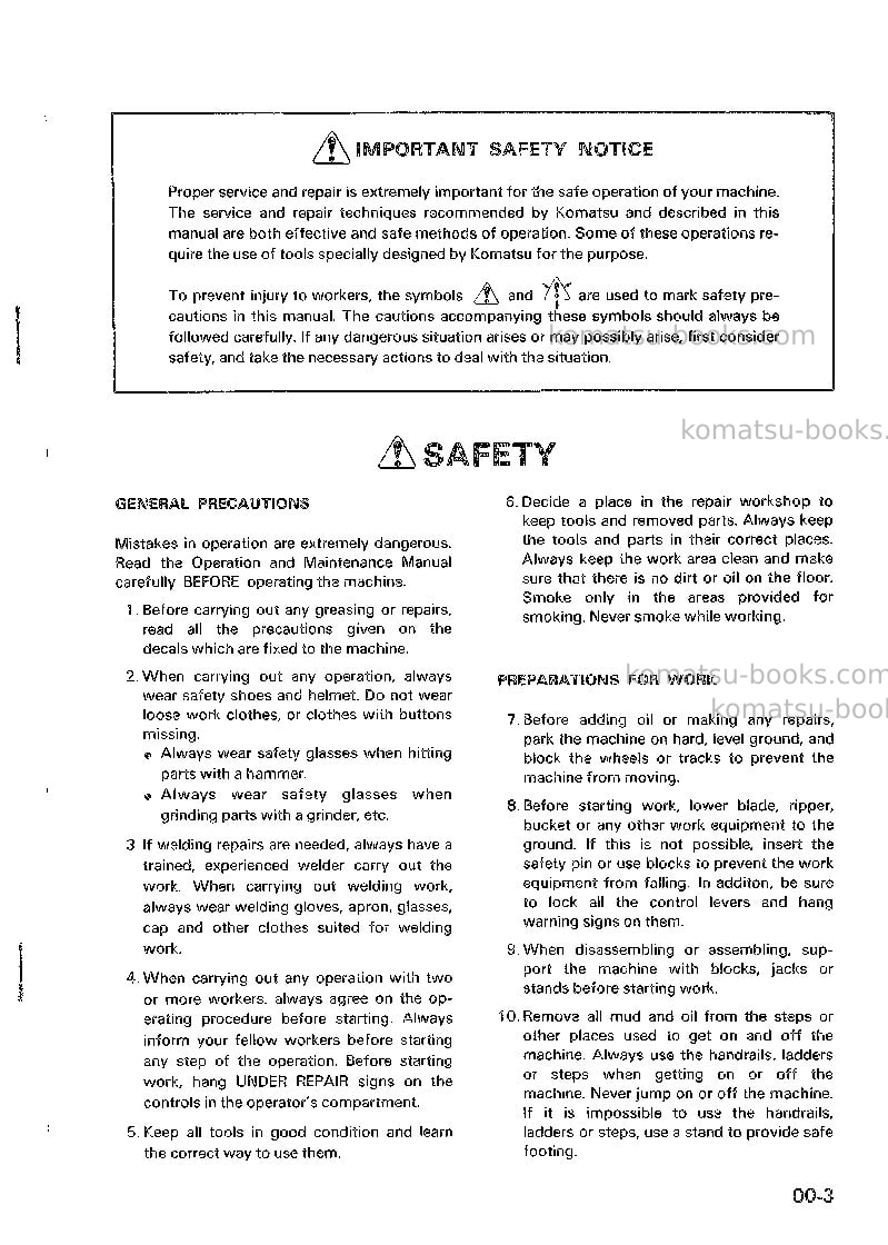 Komatsu pc10-3jpn Repair & maintenance cover Page 3 Komatsu pc10-3jpn Repair & maintenance cover Page 3
