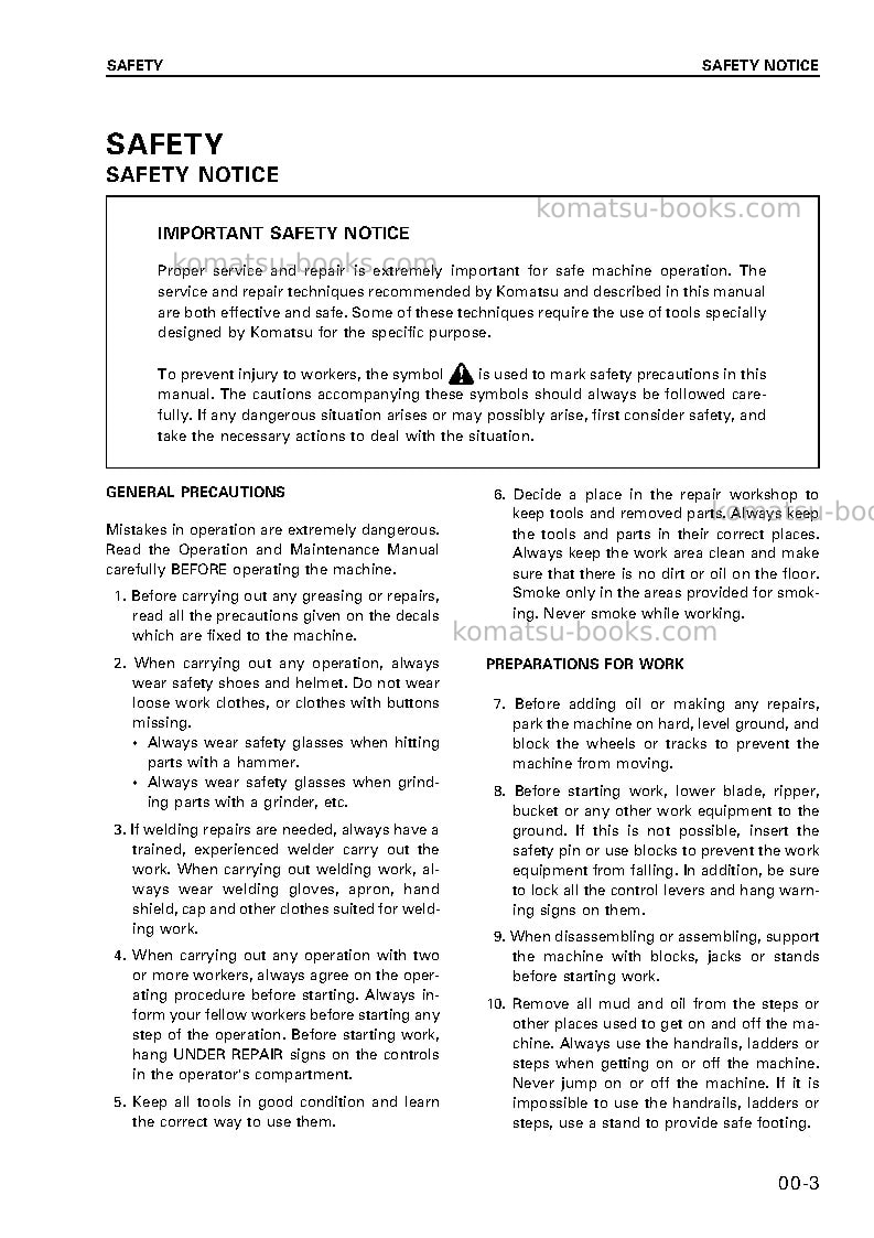 Komatsu wa120l-3jpn-mc Repair & maintenance cover Page 3