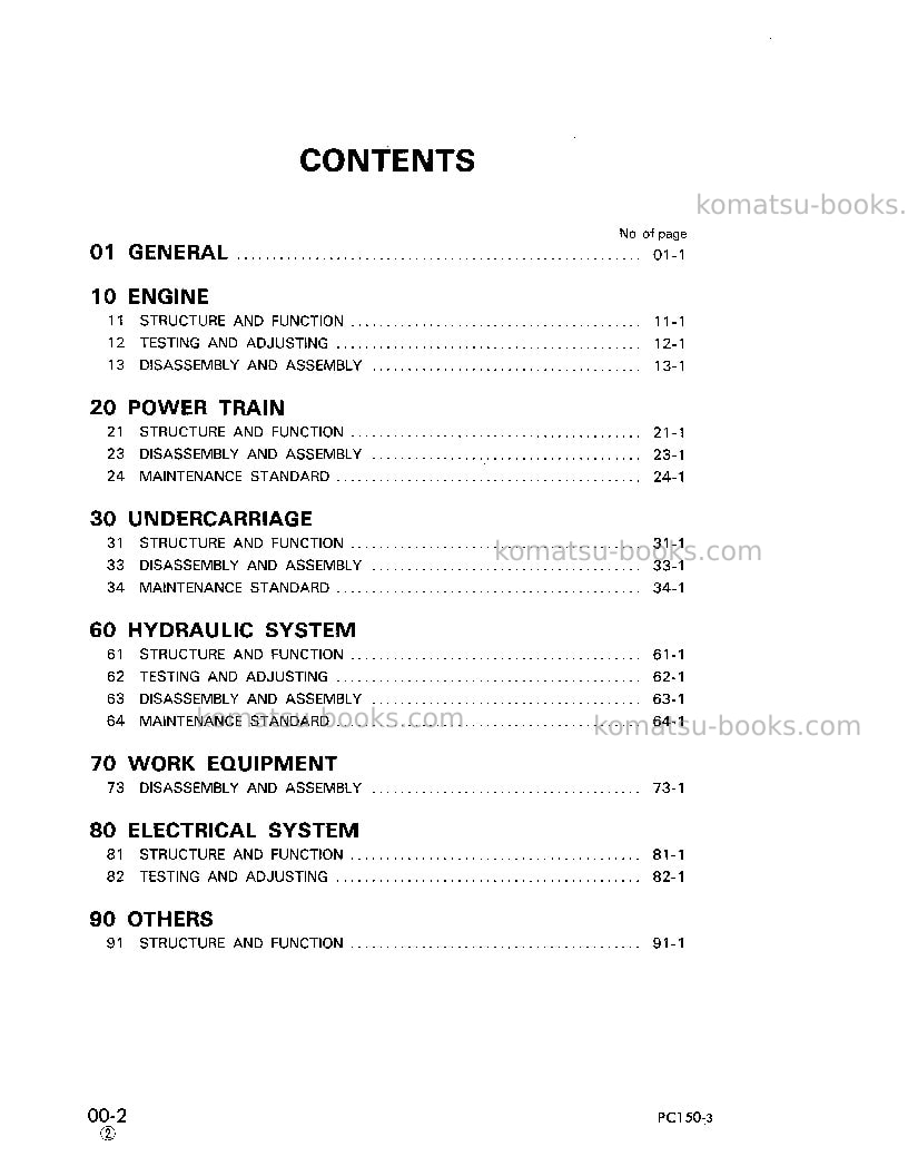 Komatsu pc150lc-3jpn Repair & maintenance cover Page 3