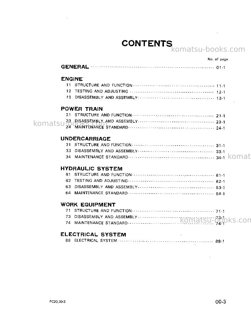 Komatsu pc30-3jpn Repair & maintenance cover Page 3 Komatsu pc30-3jpn Repair & maintenance cover Page 3