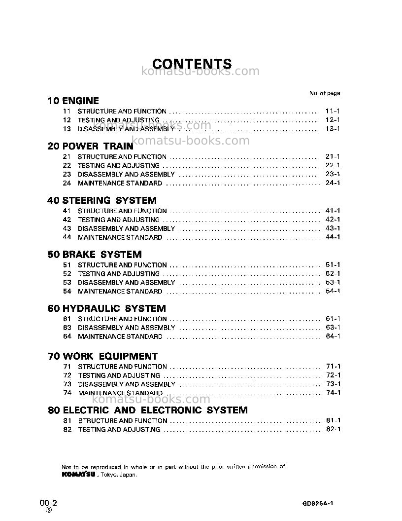 Komatsu gd825a-1jpn Repair & maintenance cover Page 3 Komatsu gd825a-1jpn Repair & maintenance cover Page 3