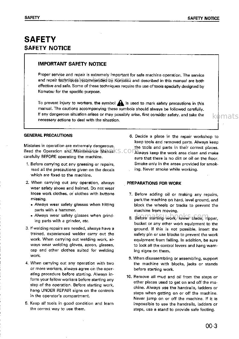 Komatsu jv100wa-1jpn Repair & maintenance cover Page 3 Komatsu jv100wa-1jpn Repair & maintenance cover Page 3