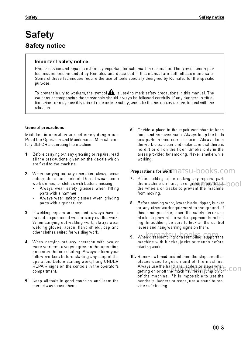 Komatsu d155c-1jpn Repair & maintenance cover Page 3