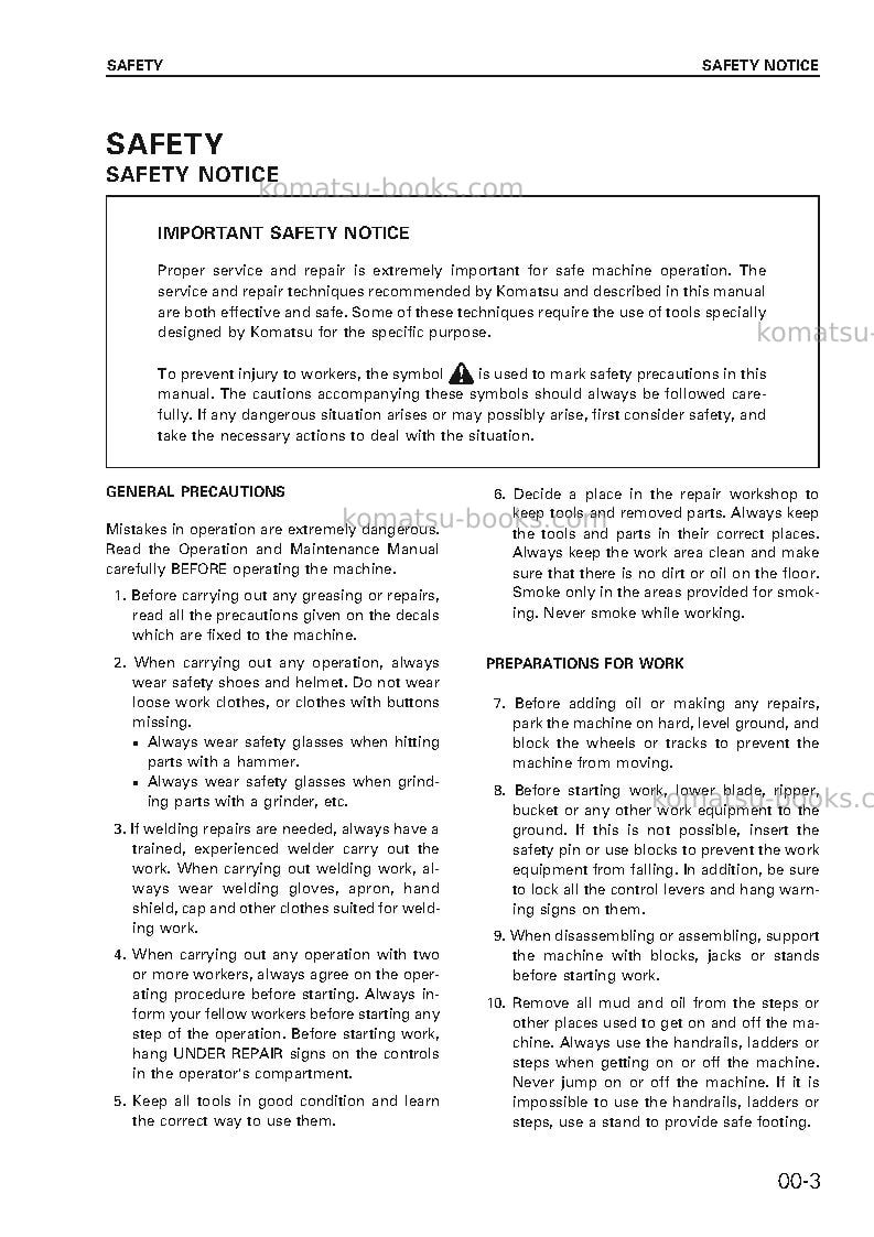 Komatsu d375a-5jpn--50c degree Repair & maintenance cover Page 3