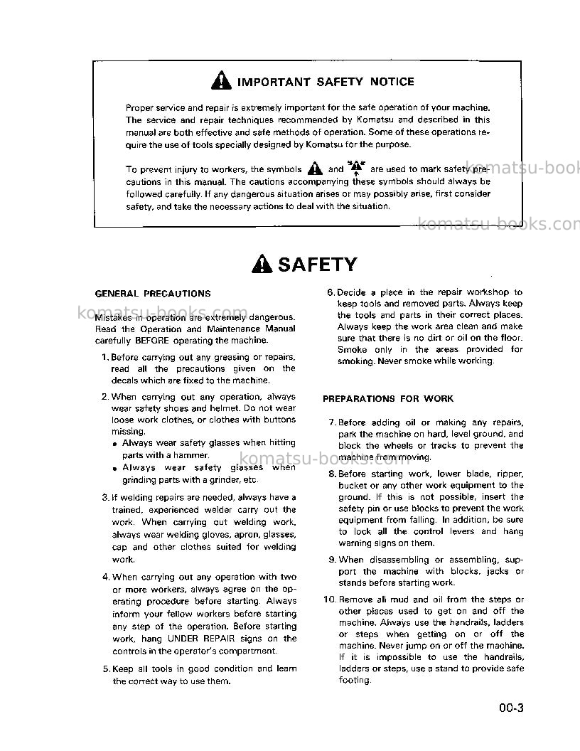 Komatsu wa20-1jpn Repair & maintenance cover Page 3