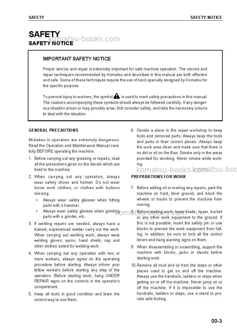 Komatsu d61ex-12jpn-for iraq Repair & maintenance cover Page 3