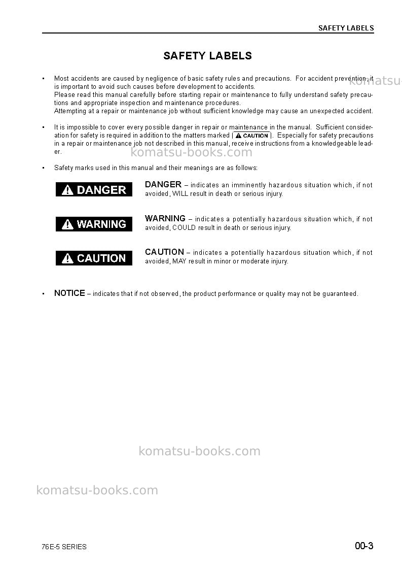 Komatsu 3d76e-5jpn-n-ba Repair & maintenance cover Page 3 Komatsu 3d76e-5jpn-n-ba Repair & maintenance cover Page 3