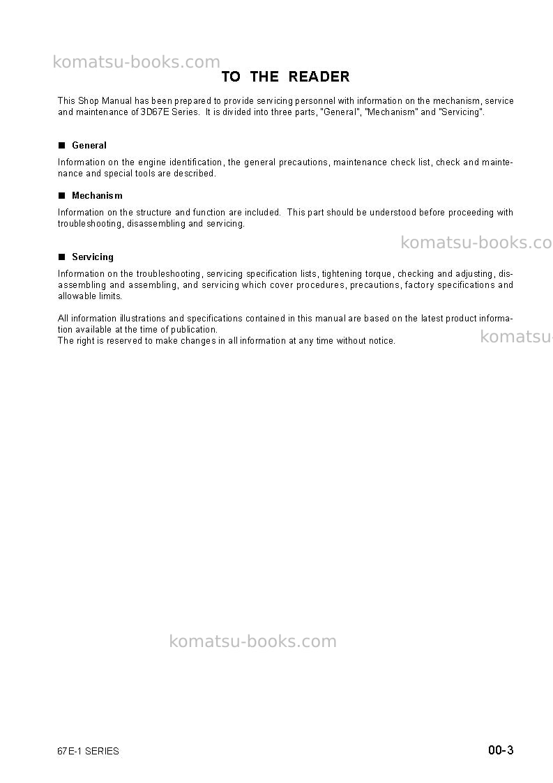 Komatsu 3d67e-1jpn Repair & maintenance cover Page 3