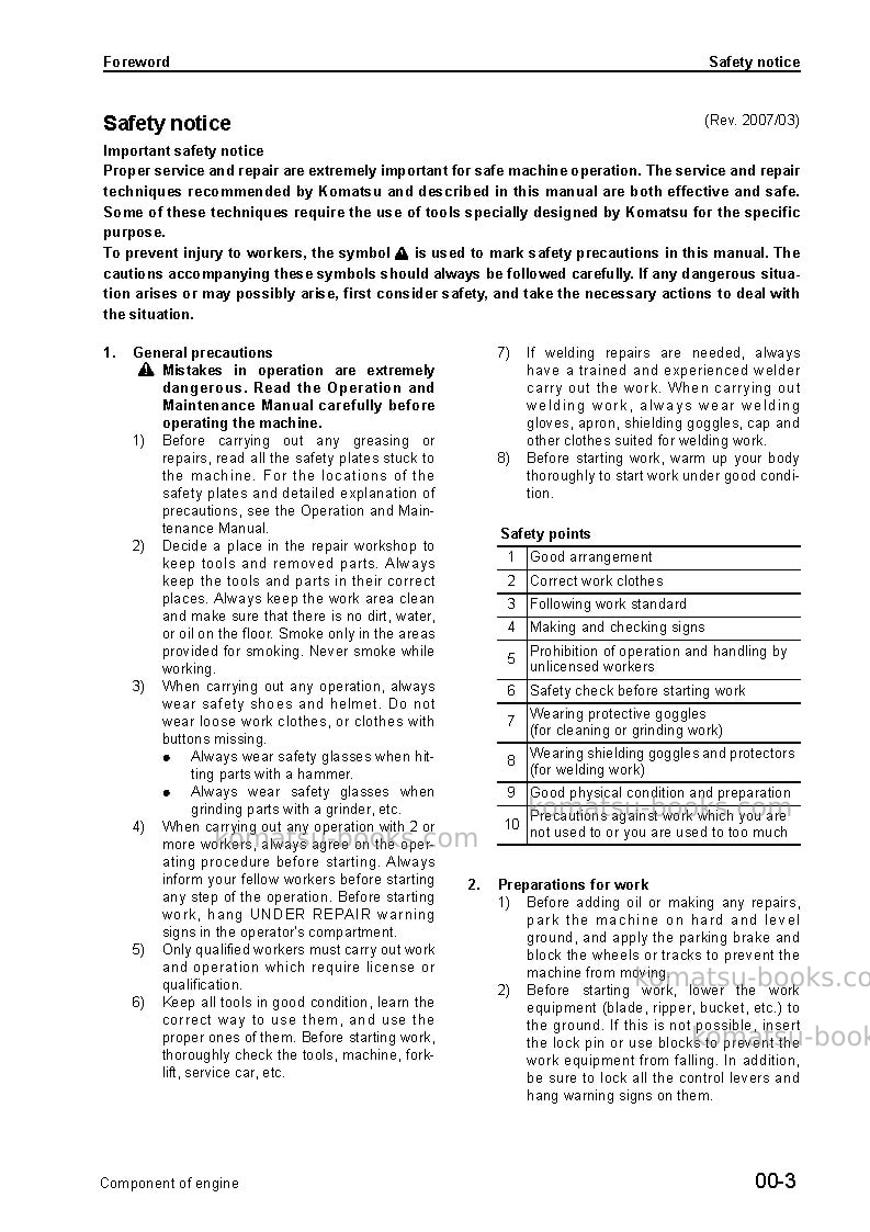 Komatsu engine compjpn-nents Repair & maintenance cover Page 3