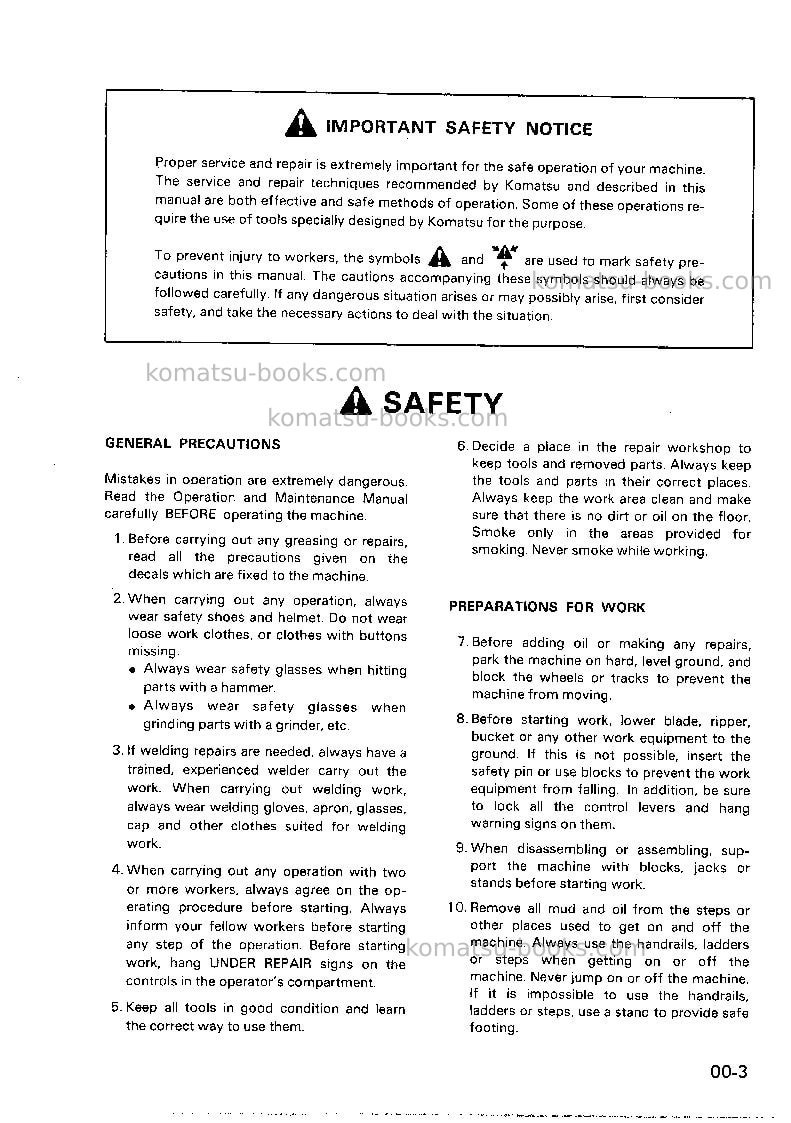 Komatsu wa70-1jpn Repair & maintenance cover Page 3